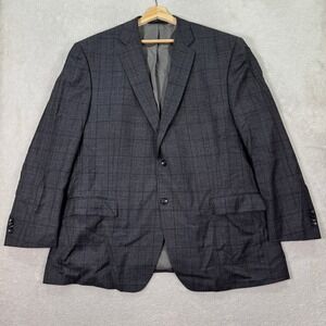 Jos A Bank Traveler Mens‎ 48R Wool Sport Coat Blazer Grey Plaid Natural Stretch